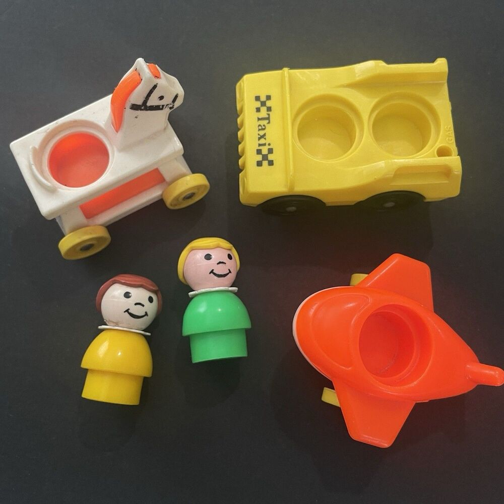 1976 Vintage Fisher Price Play Family People Little Riders Set #656 + Playground